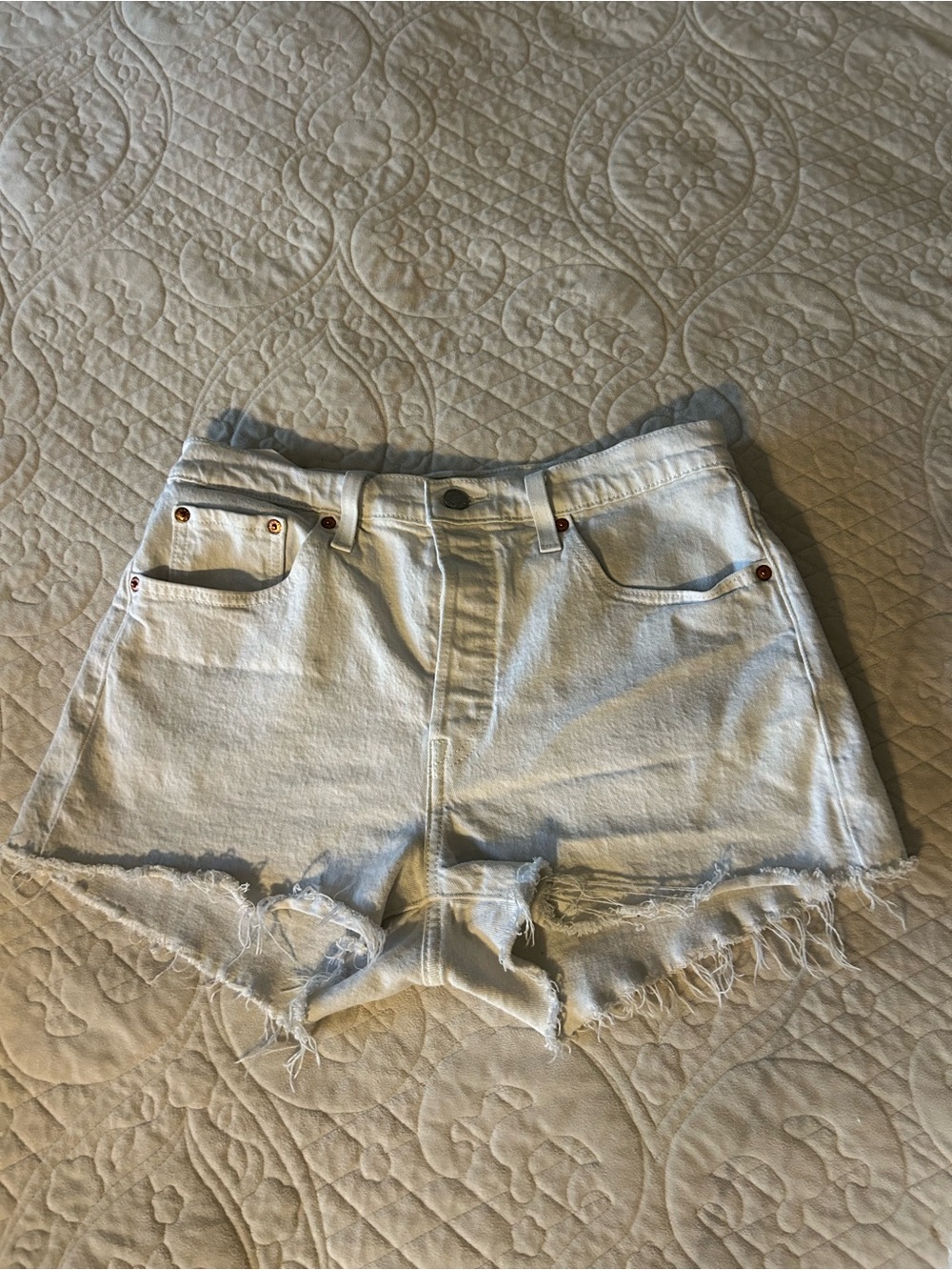 Levi's Light Blue Distressed Denim Cutoff Shorts